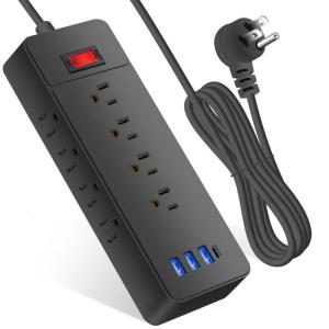 Power Strips Surge Protectors Cord 12Outlets USB Port Flat Plugs for Efficient Home Office Setups Wall Outlet Extender