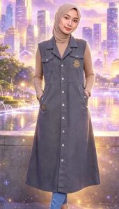 Korean Style Womens Sleeveless Cargo Long Vest / Midi Longline Outerwear Button-up Collar Casual OL Gaun
