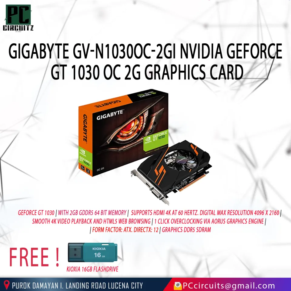 Gigabyte GV-N1030OC-2GI Nvidia GeForce GT 1030 OC 2G Video Card