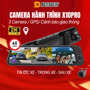 Camera hành trình X10 Pro 3 mắt cam trước trong và sau xe tích hợp GPS cảnh báo tốc độ cảnh báo camera phạt nguội BH 12 tháng
