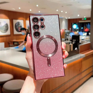 Glitter Luxury Magnetic Case For Samsung Galaxy S24 S23 S22 Ultra Wireless Charging Protective Cover