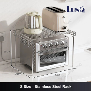 Stainless Steel Multifunctional Microwave Oven Stand Kitchen Rack Stackable Countertop Organizer for Kitchen Storage