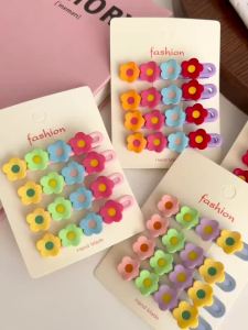 4pcs/set Cute Colorful Flowers Hair Clips For Women Girls Sweet Floral Barrettes Side Hairpins Fashion Hair Accessories