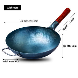 Fypo Fish scale pattern Iron wok Chinese traditional Woks with wooden handle Gas cooker pot Stir-Fry Pans