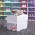 【One Cat Shop】6Pcs Large Transparent  Foldable Storage Box Plastic Shoes Box Stackable Storage Organizer. 