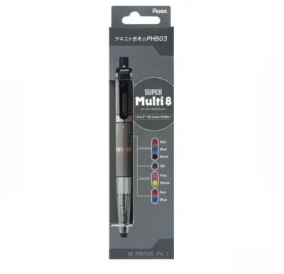 Pentel Super Multi 8 รุ่น PH803 ปากกาลูกลื่น+ดินสอ+ไฮไลท์ 8-in-1 ในด้ามเดียว อุปกรณ์จดบันทึก อ่านหนังสือ ตรวจแบบ นำเข้าจากญี่ปุ่น