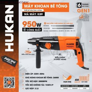 Máy Khoan Bê Tông 3 Chức Năng HUKAN K89 Công Suất 950W – Lực Đập 3.2J –– Tặng 5 Mũi STORE SILEMAYMOC
