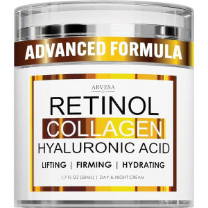 Retinol Cream for Face with Collagen and Hyaluronic Acid - Anti Aging Wrinkle Cream for Women and Men - Day and Night Facial Moisturizer for Tightening and Skin Firming - Crema Hid