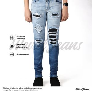 Weird Jeans - Classic Blue - Celana Jeans Panjang Pria Skinny Fit Strech Nyaman Ripped