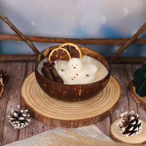 [crystalawaking] Christmas Snowman Coconut Shell Candle Coconut Scented Candle Soy Wax Fragrance Candle for Festival Table Decoration