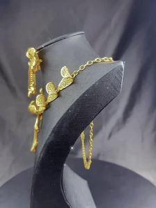 3D bộ trang sức hoa kèn vàng bao gồm vòng cổ và bông tai vòng cổ cô dâu phụ kiện vàng cát Việt Nam