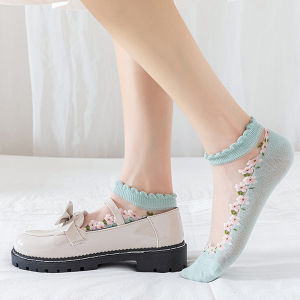 MillionGrid 5 đôi vớ ngắn thoáng khí Nhật Bản nhỏ dễ thương phụ nữ tươi vớ mùa xuân mùa hè mỏng Vớ thuyền pha lê