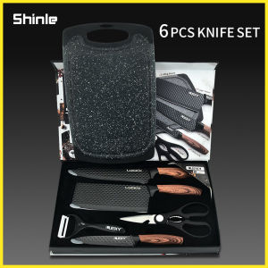Knife Set 6 PCS Kitchen Stainless Steel Chef Knife Bread Knife Cleaver Chopping Boards Scissors High Quality