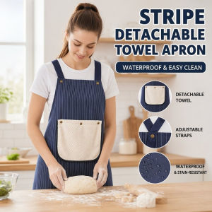 Waterproof Kitchen Apron Stripe Towel Apron Stain Resistant Barista Cooking Workwear Cafe