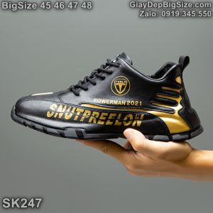 Giày sneaker da thật giày thể thao cỡ lớn 45 46 47 48 cho nam cao to chân ú bè. Big size leather sneakers for wide feet