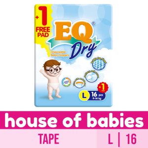 EQ Dry Travel Pack Large 16s - Tape Baby Diapers