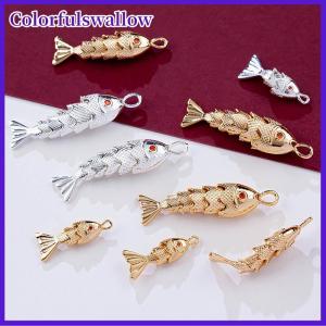 Colorfulswallow Trung Quốc Phong Cách Kim Loại Cá Hình Charms Pave Red Zircon Mặt Dây Chuyền Cho Tự Làm Vòng Cổ Vòng Tay Bông Tai Đồ Trang Sức Làm Phụ Kiện