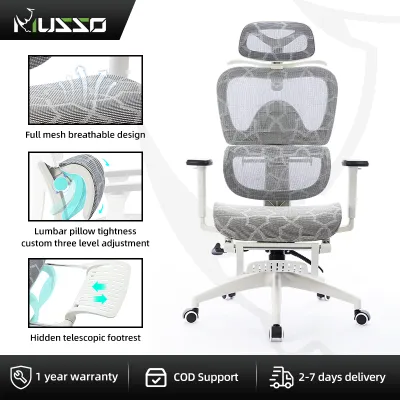 MUSSO E600 Ergonomic Chair 3D Handrail and Adjustable Headrest Gaming Chair with Adjustable Lumbar Support Ergonomic Office Chair