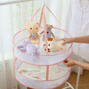 Clothes Drying Rack Net Collapsible Mesh Basket Dryer Net White Mesh Clothes Hanging Dryer Double Layer Hanging Basket