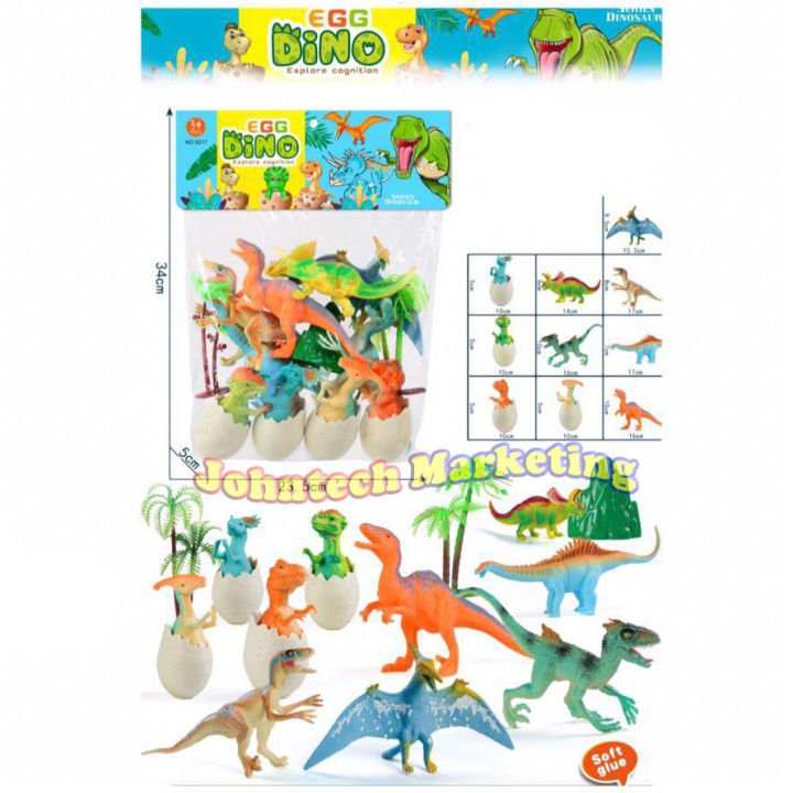 Johntech Egg Dino 13PCS Prehistoric Animals Rubber Simulation Dinosaur ...