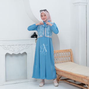 Gamis Anak Perempuan Tanpa Khimar Bahan Shakilla Brukat Aplikasi Renda Terbaru 2025 Usia 5-14 Tahun