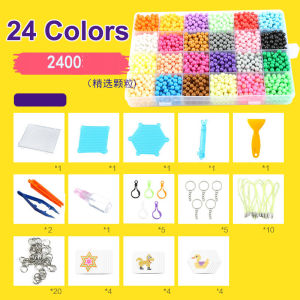 2400 Buah Manik-manik Kreatif Manik-manik Sekering Air Ajaib Buatan Tangan Mainan Kerajinan Seni DIY Set Mainan Sensor Manik-manik Lengket Air Ajaib Dengan Aksesori