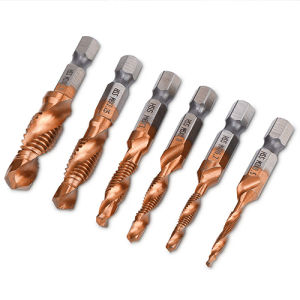 M3-M10 Screw Tap Drill Bits M35 Cobalt Taps Metric Combination Bit 1/4" IN Hex Quick Change Can drill Metal Stainless Steel Not a set the price is for 1 piece please choose the size you need