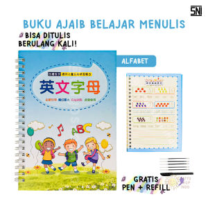 TAIYO Buku Anak Belajar Menulis Pintar PAUD Ajaib Magic Book Angka Huruf English
