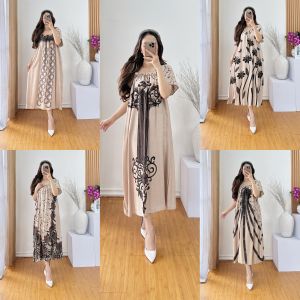 Daster Fuji Cream Motif Terbaru 2024 / Dress Fuji Ibu Muda Viral Trendy Wanita Lengan Pendek