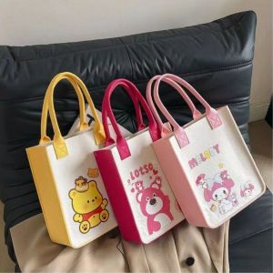 Sanrio Handbag Kawaii Cartoon Felt Bag Kuromi Cinnamoroll for Womens Shoulder Bags Casual Large Capacity Shopping Bag Gifts