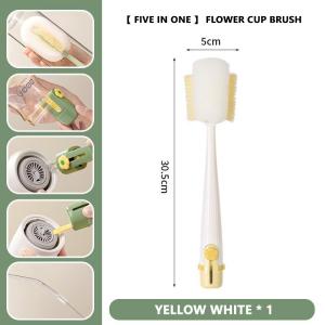 5 in 1 Set Bottle Brush Detachable Multi-Functional Cup Tumbler Cleaning Brush Long-Handle Baby Bottle Brush Cleaner Cleaning Tool