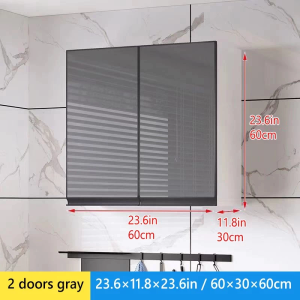 SOFTHOME Wall Cabinet Glass Pantry Aluminum Cabinet for Kitchen Hanging Cabinet for Home Storage