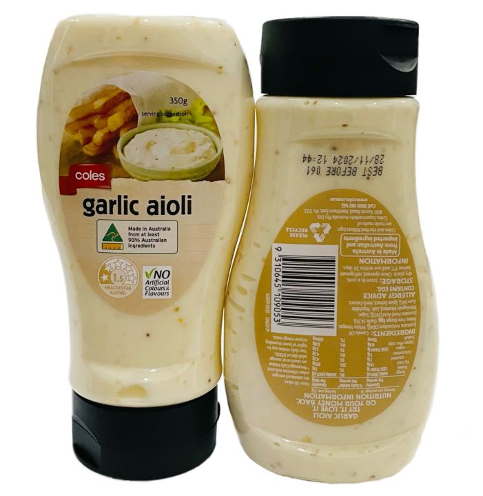 Coles Garlic Aioli Made using Australian Egg, 350g (Assorted) Lazada