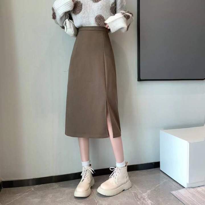 Retro Plaid Long Skirt Women 2022 Autunm and Winter New Korean