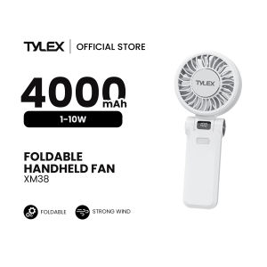 Tylex XM38 Foldable Handheld Foldable Fan 4000mAh with neck lace and HD Digital Display