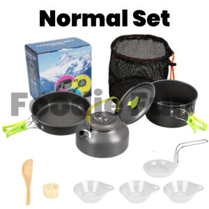 Ready Stock Camping Cookware Kit Outdoor Cooking Set Water Kettle Pan Pot Travelling Hiking Picnic Set Alat Masak Khemah