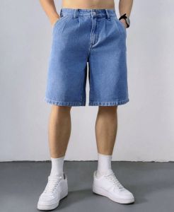 Mens Stylish High-Quality Denim Shorts Non-Elastic light blue  Tapered Fit Comfortable Everyday Wear