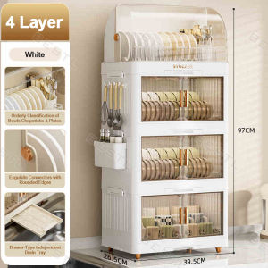 Dish Rack Kitchen Multifunctional Dish cabinet Drain Organizer Plate Tableware Cupboard With Cover