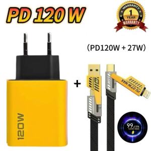 ADAPTOR 120 WATT FAST CHARGING ORIGINAL DUAL PORT USB A QC3.0 DUAL PORT USB C PD FAST CHARGING BATOK CHARGER