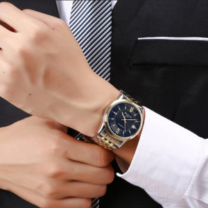 WLISTH men watch Mechanical Casual Automatic Calendar Shock Resistant Luxury Holiday gift Mineral glass Stainless steel strap [002]