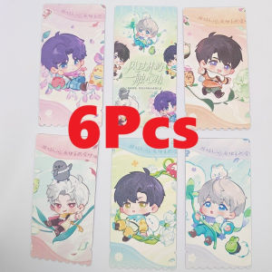 Cute Love and Deepspace Greeting Cards Rafayel Sylus Six Pieces Sparkle Shimmer Card Set Double Sided Print Nature Theme Chibi Illustration Birthday Gift
