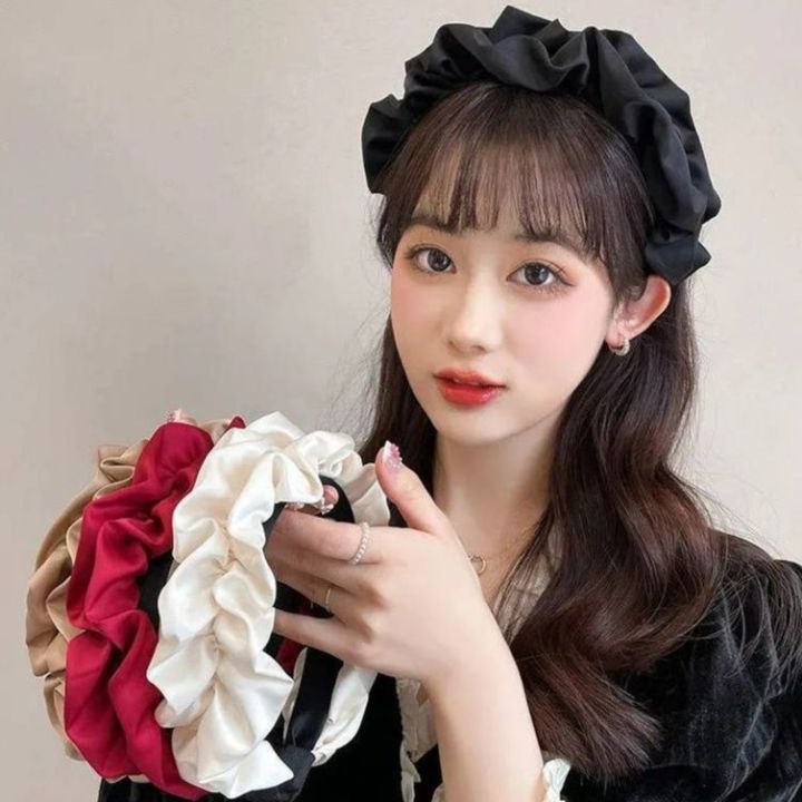 Uplus ที่คาดผมแฟชั่น ที่คาดศรีษะ ผ้าซาติน ติดผมผู้หญิง สไตล์ฝรั่งเศสเร