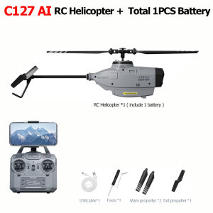 Jdddd【จัดส่งรวดเร็ว】รีโมท C127 AI 1080P วิทยุเฮลิคอปเตอร์บังคับควบคุม UAV WiFi 6แกนส่องสว่างฟลักซ์บอกตำแหน่งมุมกว้างพายเรือเดี่ยวไม่มีส่วนประกอบ