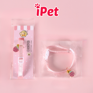 Vòng Cổ Vải Ánh Nhũ Hoạ Tiết Trái Cây Cho Thú Cưng Kèm Chuông Có Chốt An Toàn - iPet Shop