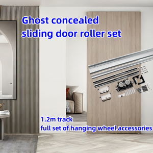 Ghost Door Hardware Track Aluminum Frame Invisible Buffer Hanging Wheel Bathroom Kitchen Trackless