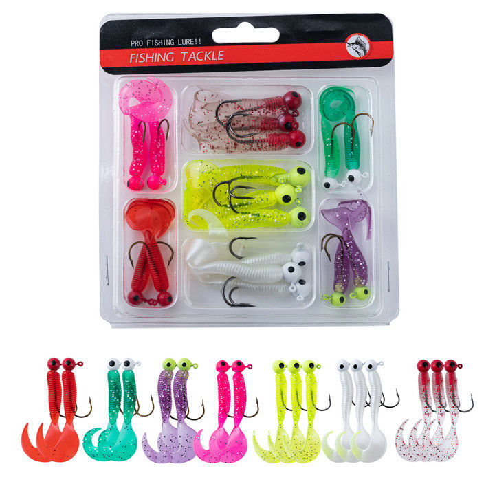 Goture Soft Plastic Bait Jigs Head Hooks Kit Crappie Jigs Tubes Baits ...