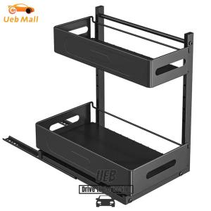 [UEB Mall]Cabinet Organizer Pull Out Multi-Purpose Storage Organizer 2 Tier Slide Out for Kitchen and Bathroom Organization