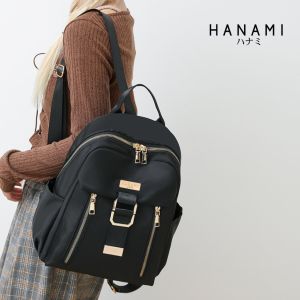 HANAMI Tas Ransel Wanita Anti Air TA1077B5 Tacika Hitam Sekolah Kantor Simple Terbaru Backpack