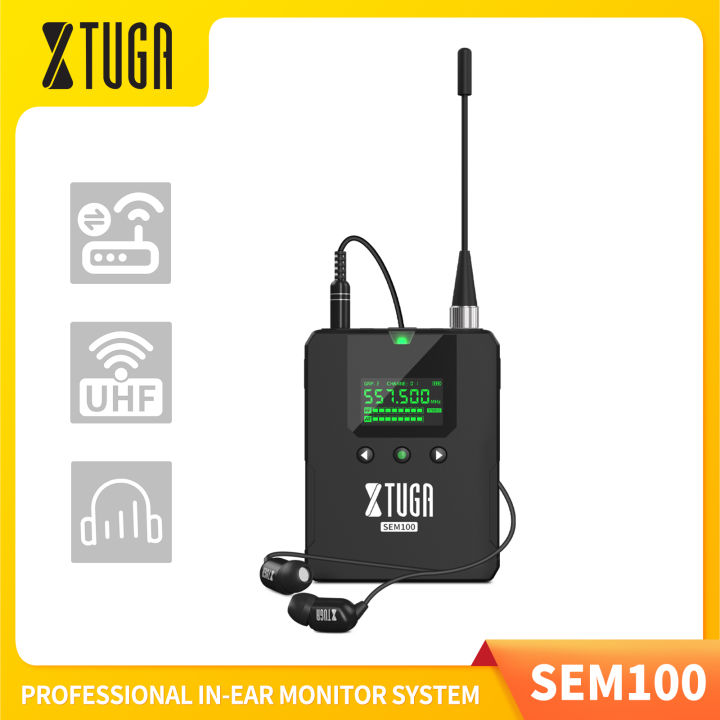 XTUGA SEM100 Wireless In Ear Monitor System Extra Individual Bodypack ...