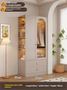Solid Wood Wardrobe Simple Cream Style Bedroom Home Furnishings Wardrobe Bedside Table Storage Cabinet
